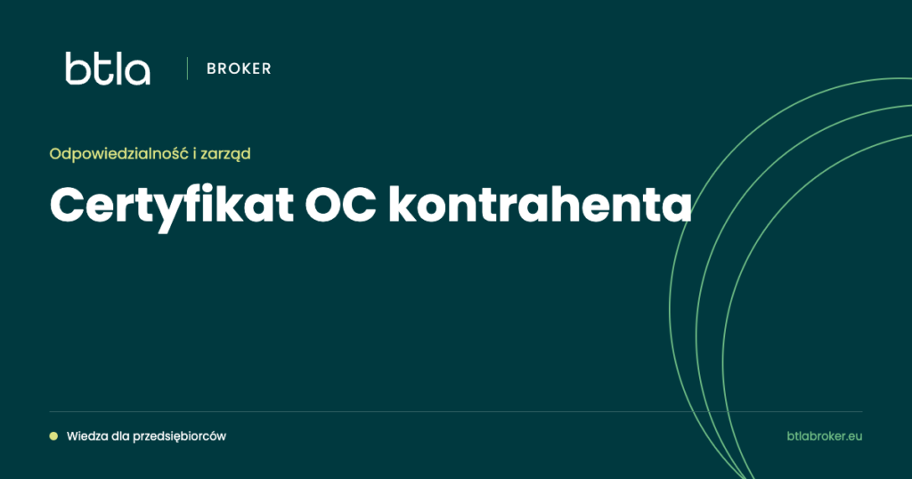 BTLA Broker — certyfikat OC kontrahenta